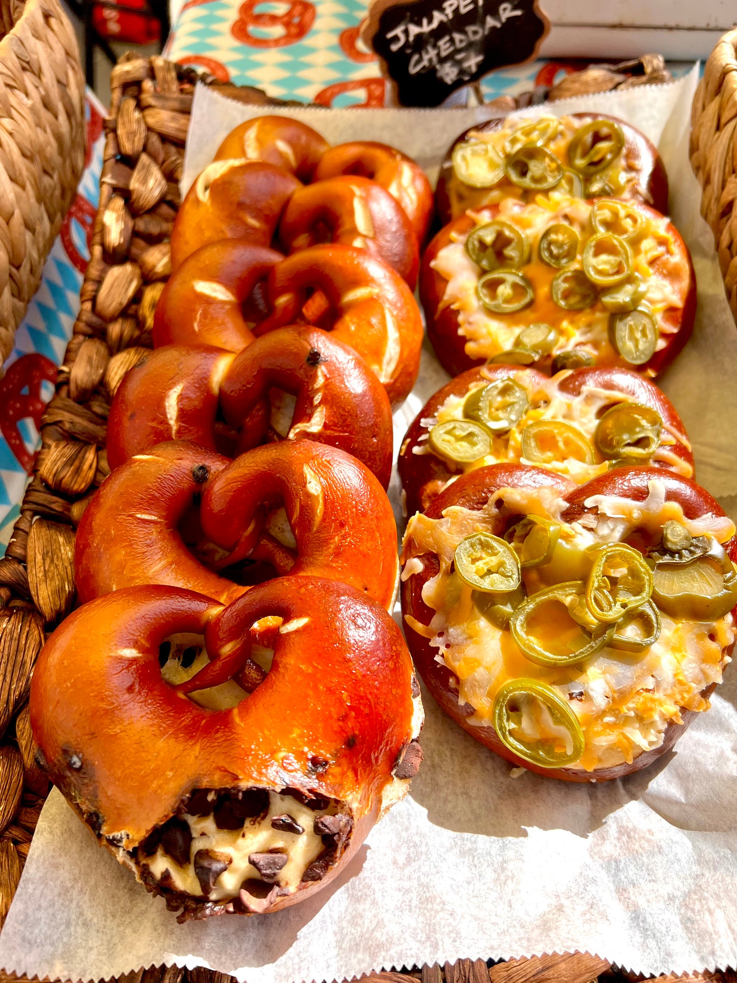 Topped pretzels (variety of toppings)