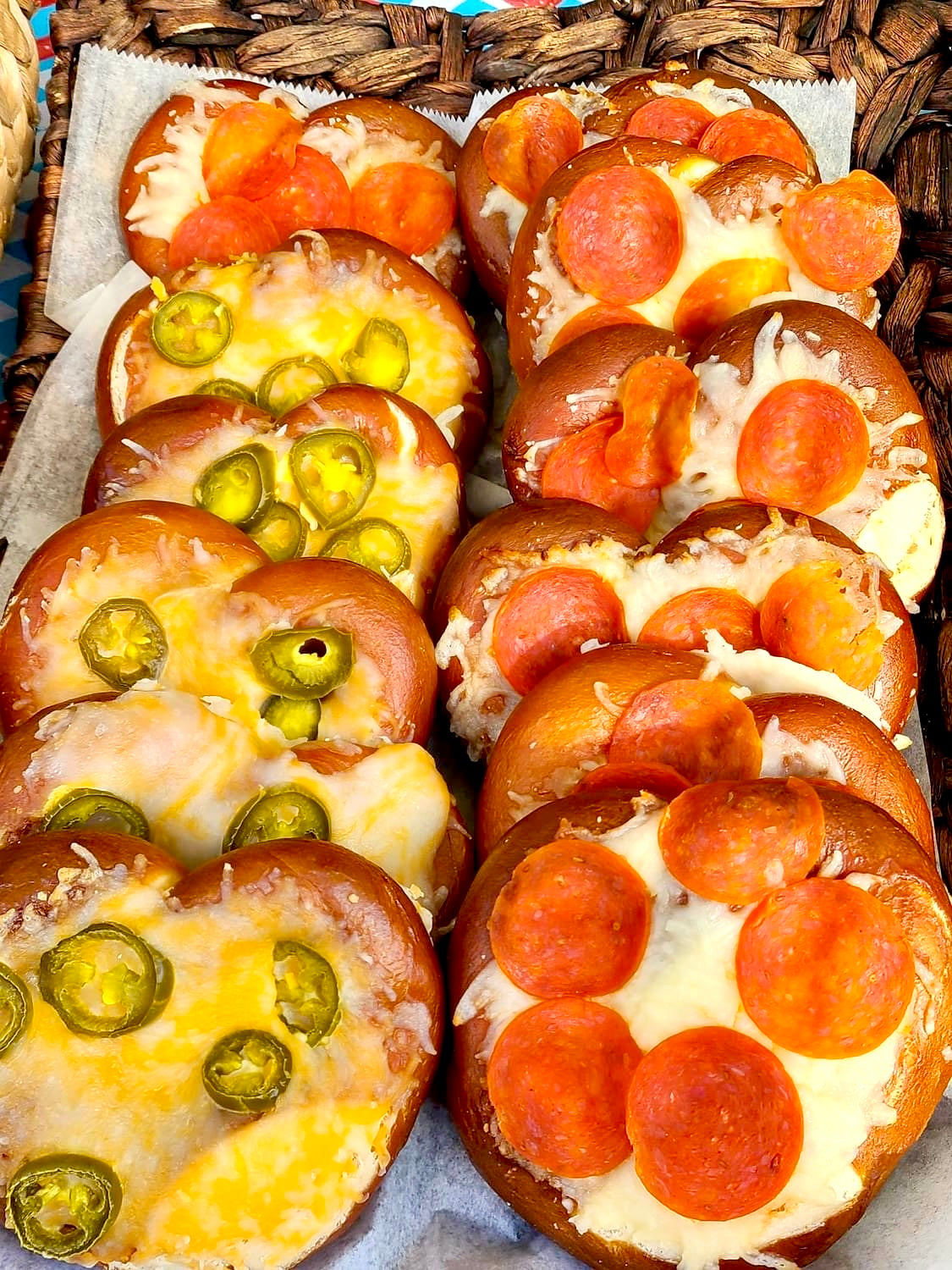 Topped pretzels (variety of toppings)