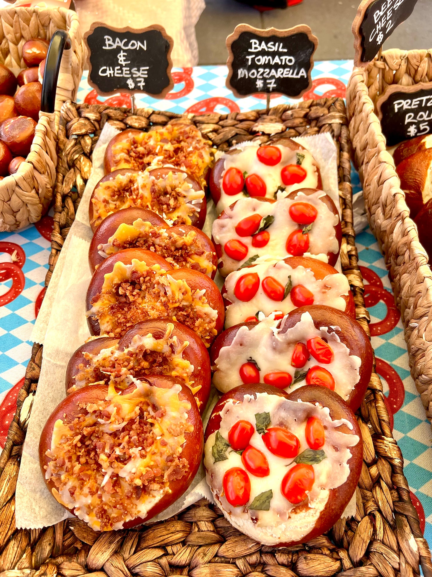 Topped pretzels (variety of toppings)