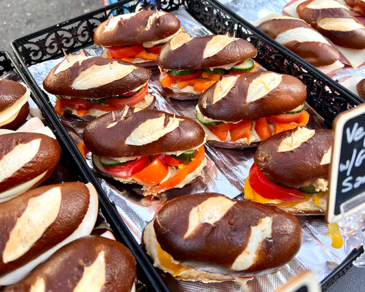 Pretzel Sandwiches on Mini Pretzel Baguettes