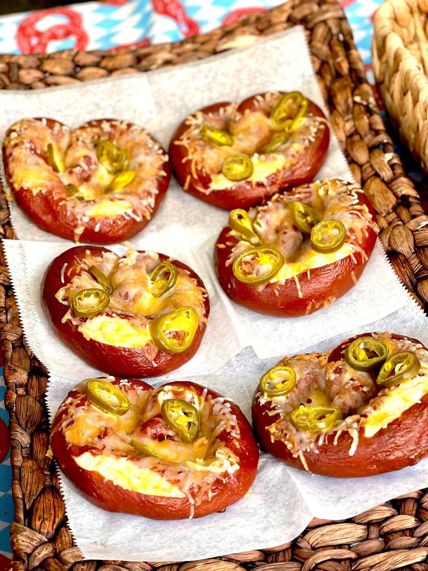 Topped pretzels (variety of toppings)