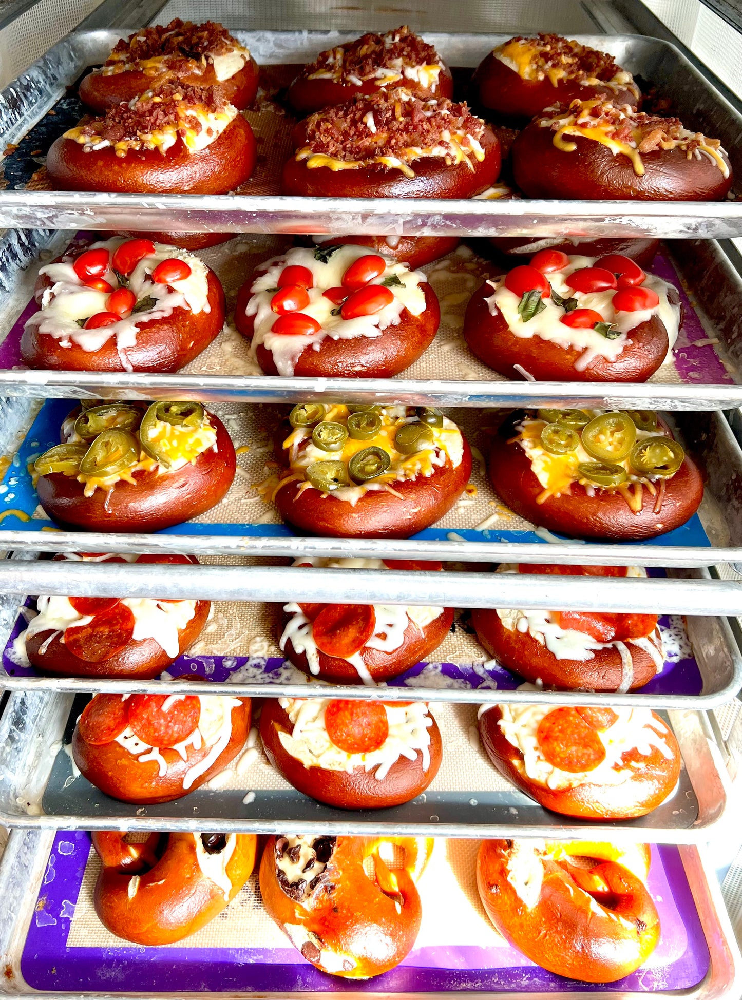 Topped pretzels (variety of toppings)