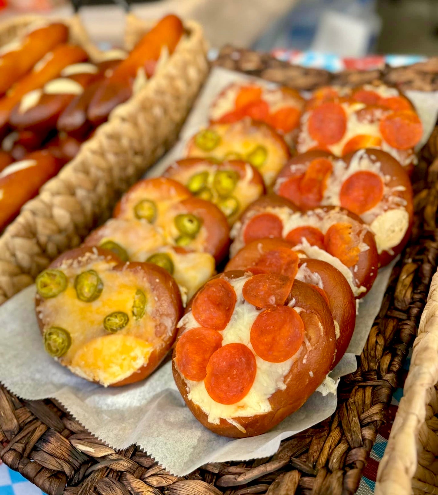 Topped pretzels (variety of toppings)